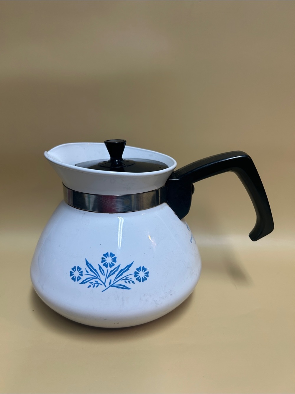 Vintage Corning Ware Cornflower Blue 6 Cup Coffee Stove Top Tea Pot P-104.